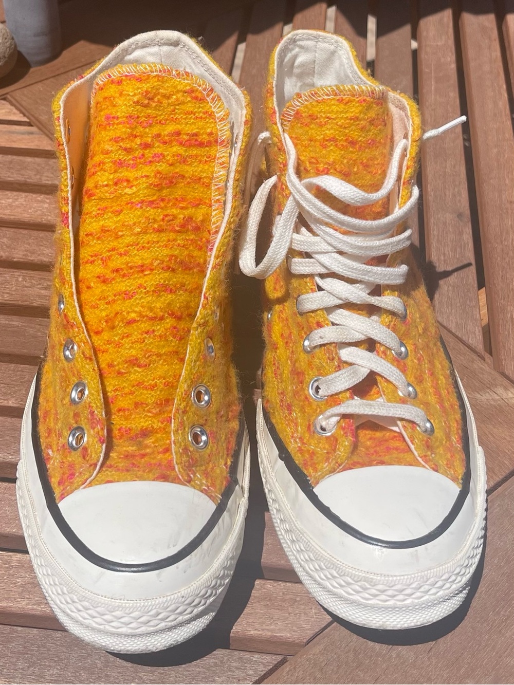 Chuck Taylor Converse Yellow Orange Tweed High-Top Sneakers